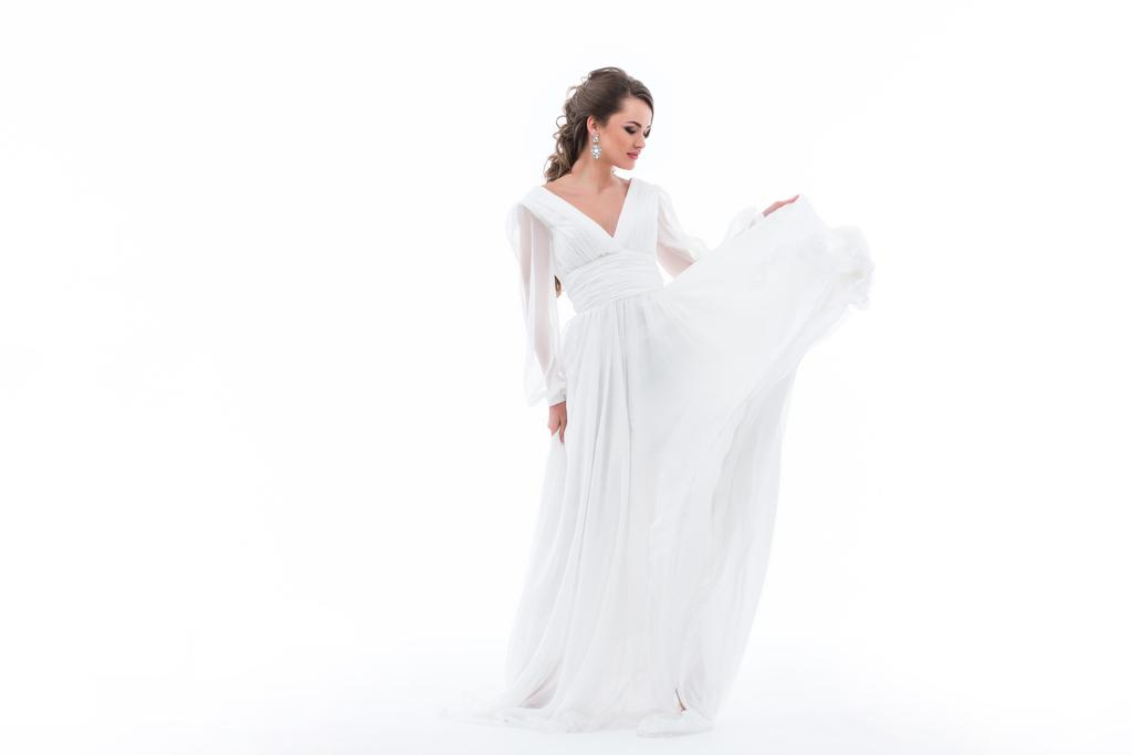 elegante sposa in abito bianco tradizionale, isolata su bianco
 - Foto, immagini