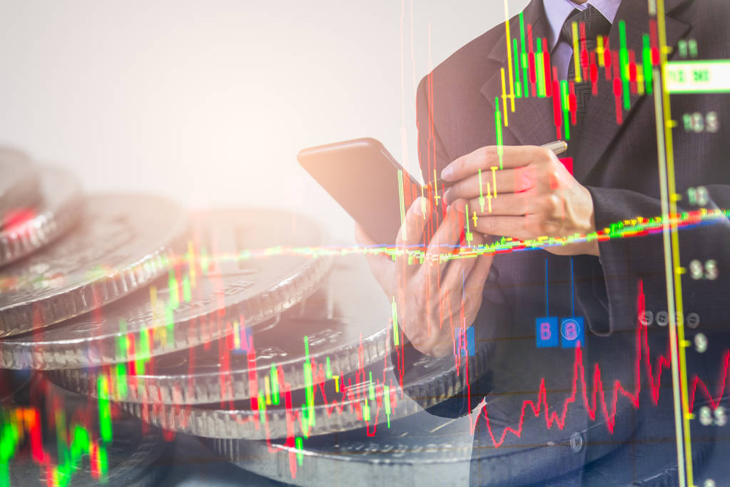 Бізнесмен на фондовому ринку індикатор фінансової торгівлі backgroun
 - Фото, зображення
