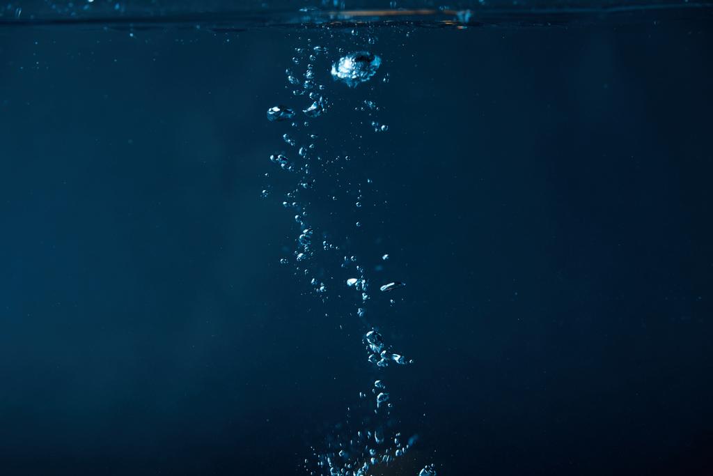 full frame of dark water with bubbles background - Photo, Image