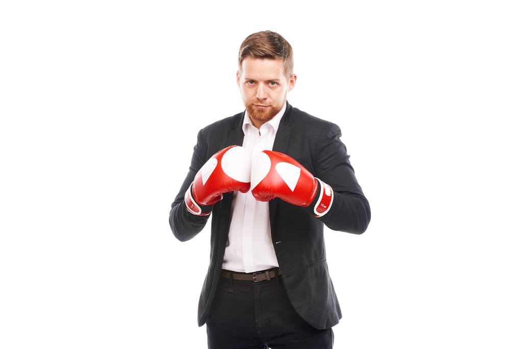 homme d'affaires en gants de boxe - Photo, image