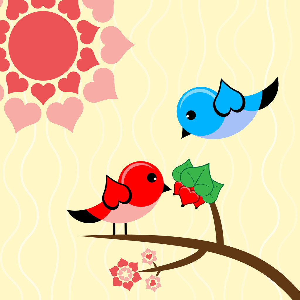 Ilustración vectorial con pájaro enamorado
. - Vector, Imagen