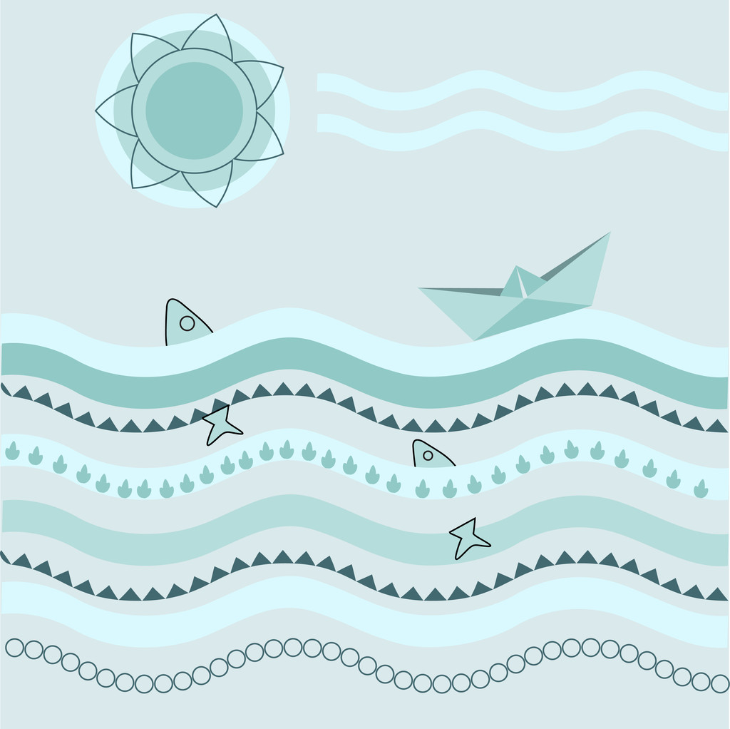 Vector background with paper boat. - Vector, Image