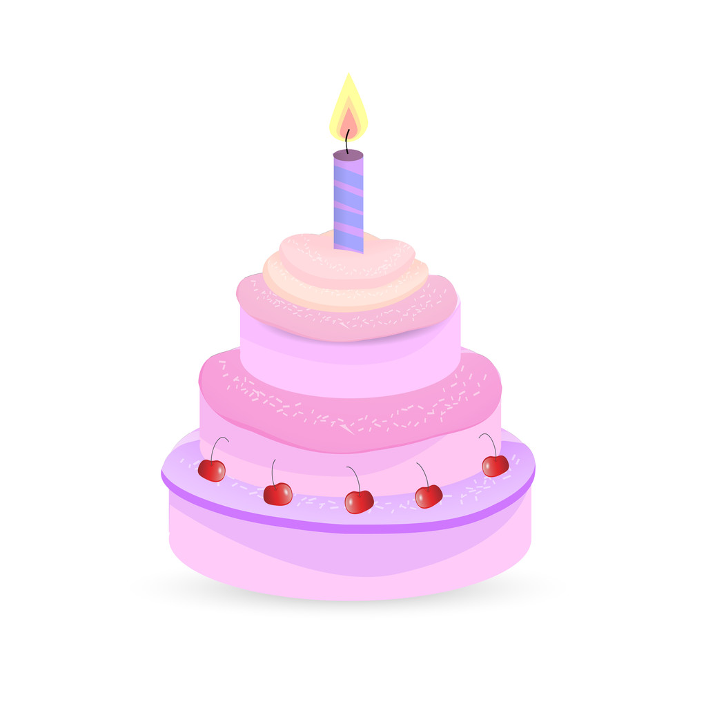 Vektor születésnapi torta. Vektoros illusztráció. - Vektor, kép