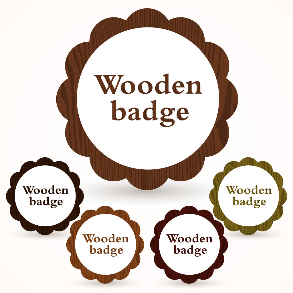 Vector set of wooden badges. - Vector, Image