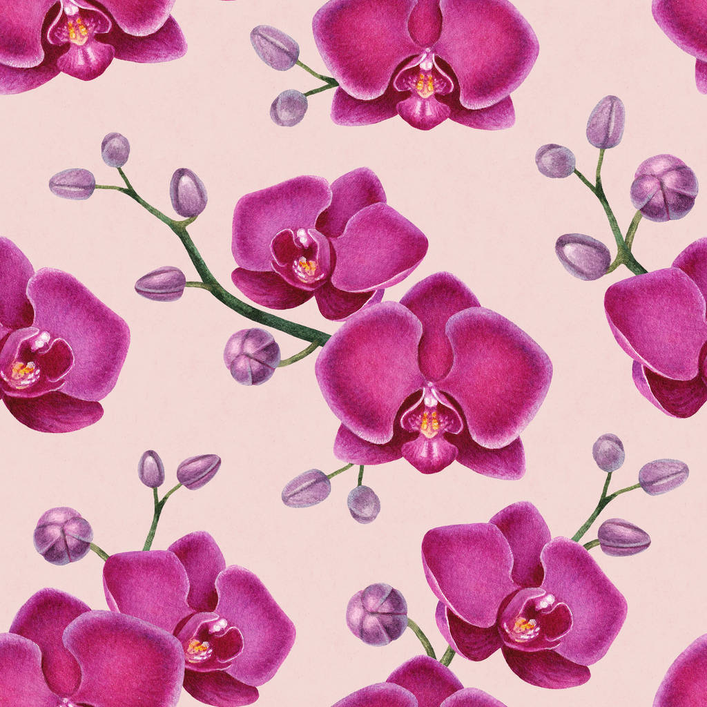 Aquarell Illustrationen von Orchideen. nahtloses Muster - Foto, Bild