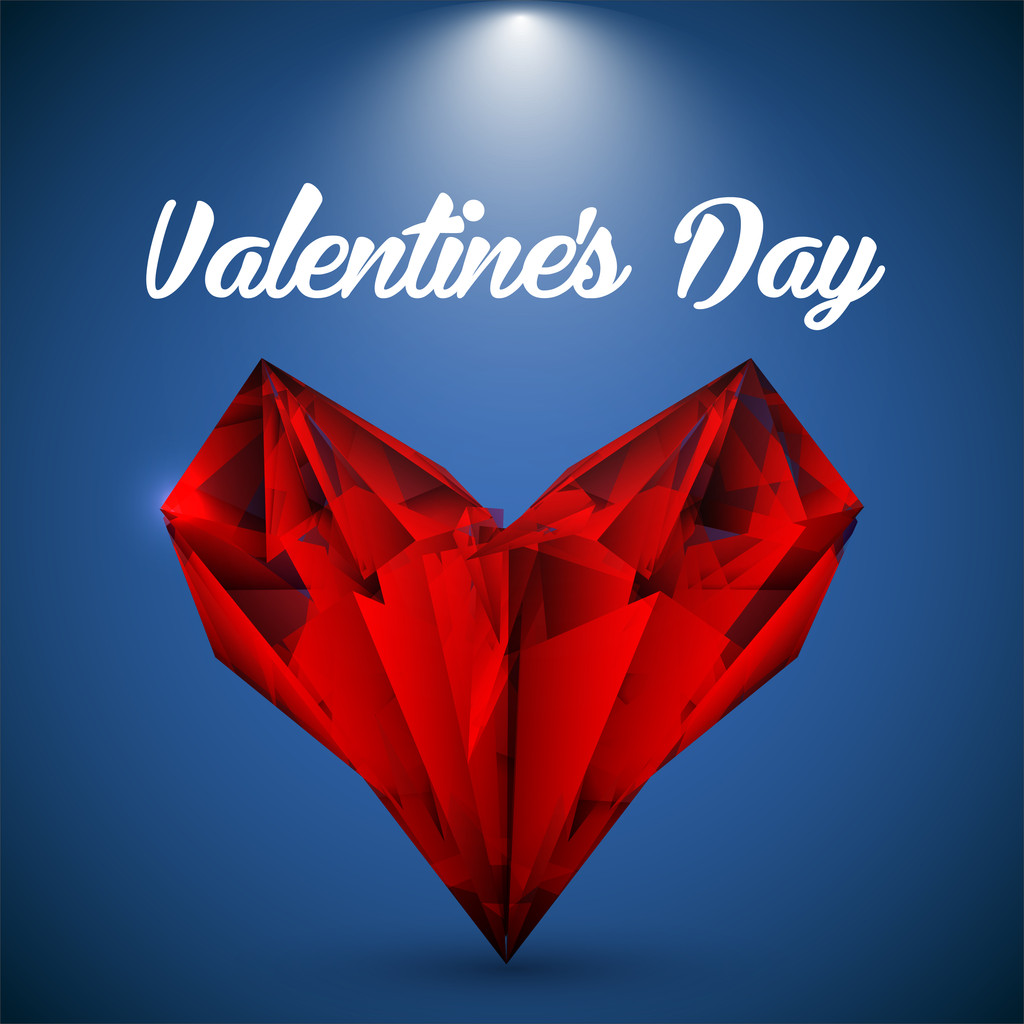 Векторное красное кристаллическое сердце. Открытки на день святого Валентина
. - Вектор,изображение