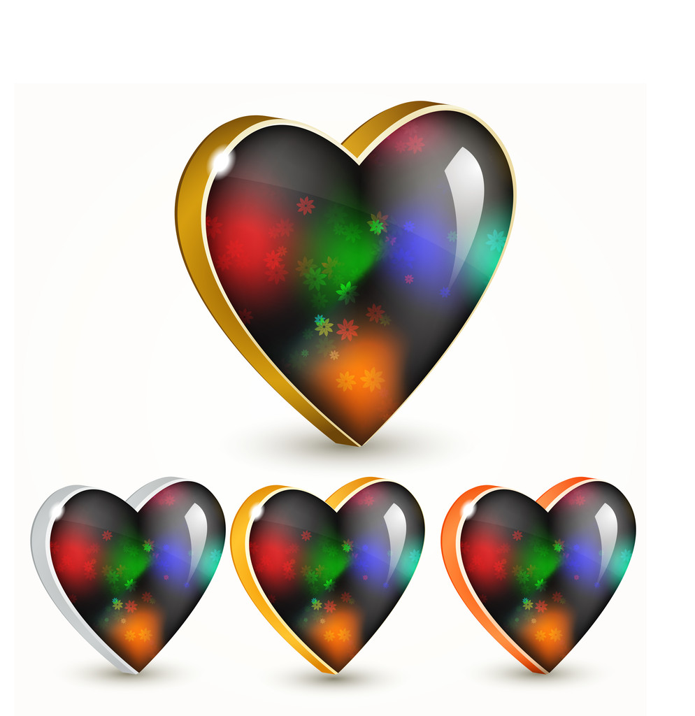 Vector set of colorful hearts. - Vector, Image