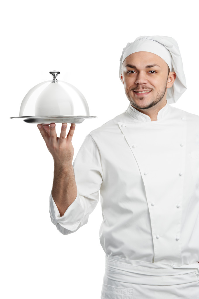 Позитивний шеф-кухар з кришкою шафи ізольовані
 - Фото, зображення