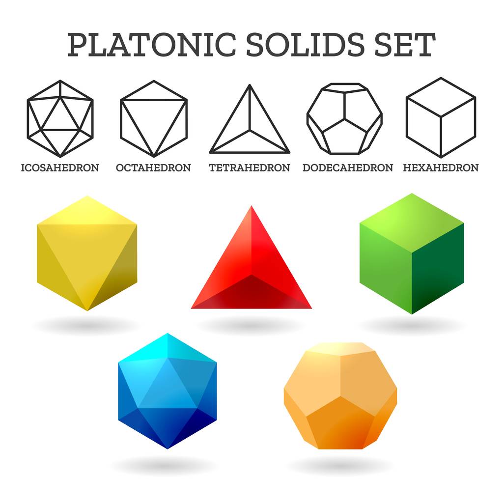 Platonic 3d shapes - Vector, Image