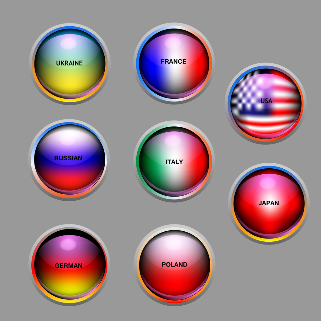 Vector set of icons with flags. - Vector, Image