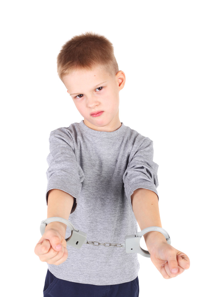 Junge mit Handschellen - Foto, Bild