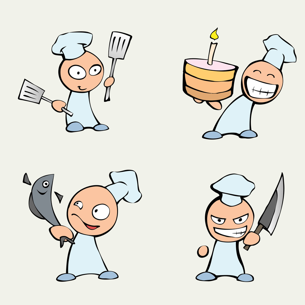 Collection of cute chef men. - Vector, Image