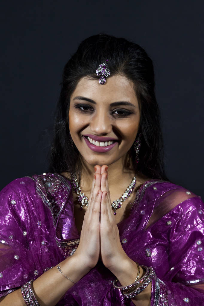 Portrait of smiling beautiful indian girl - Photo, Image