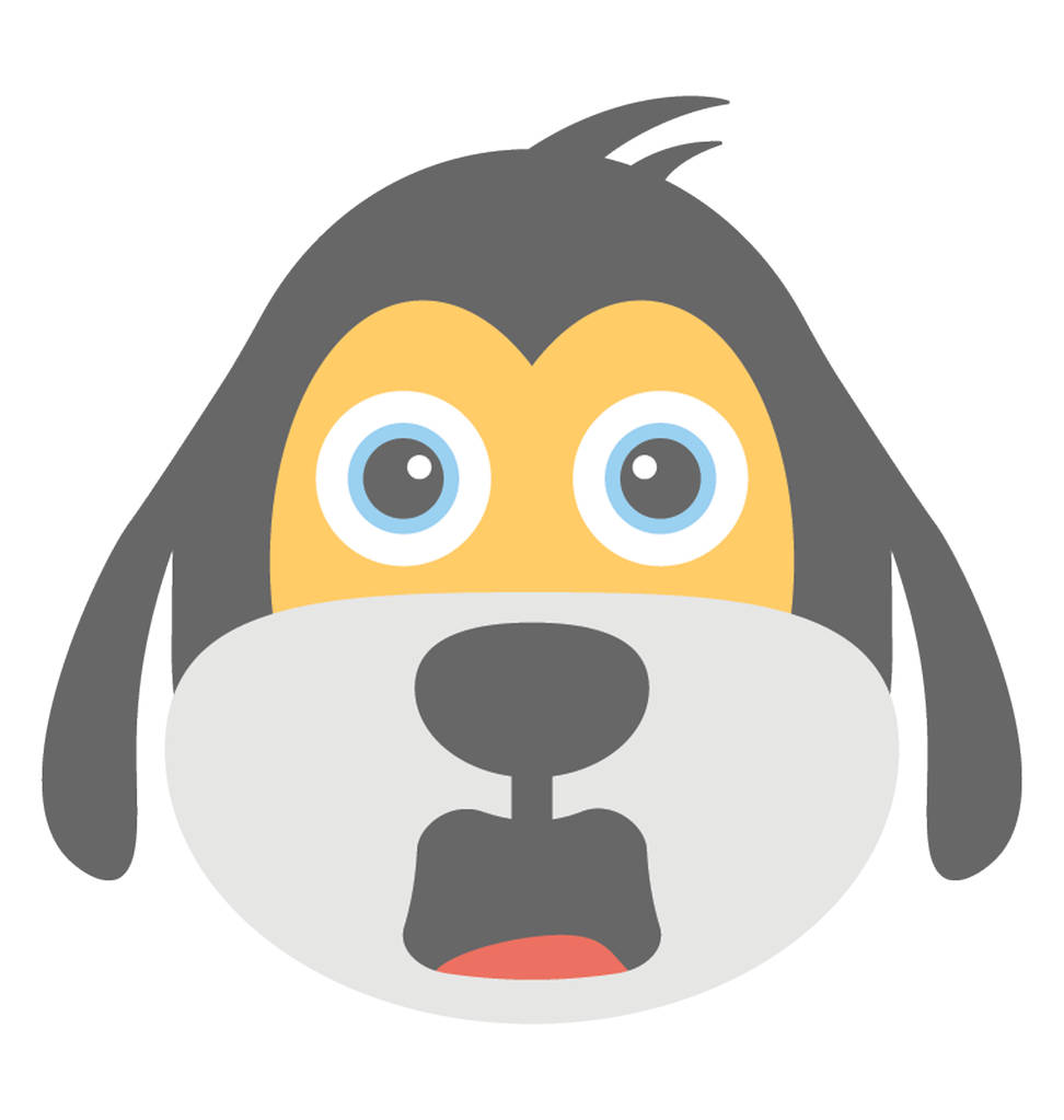 A dog face smiley expressing being surprised - Vector, Image