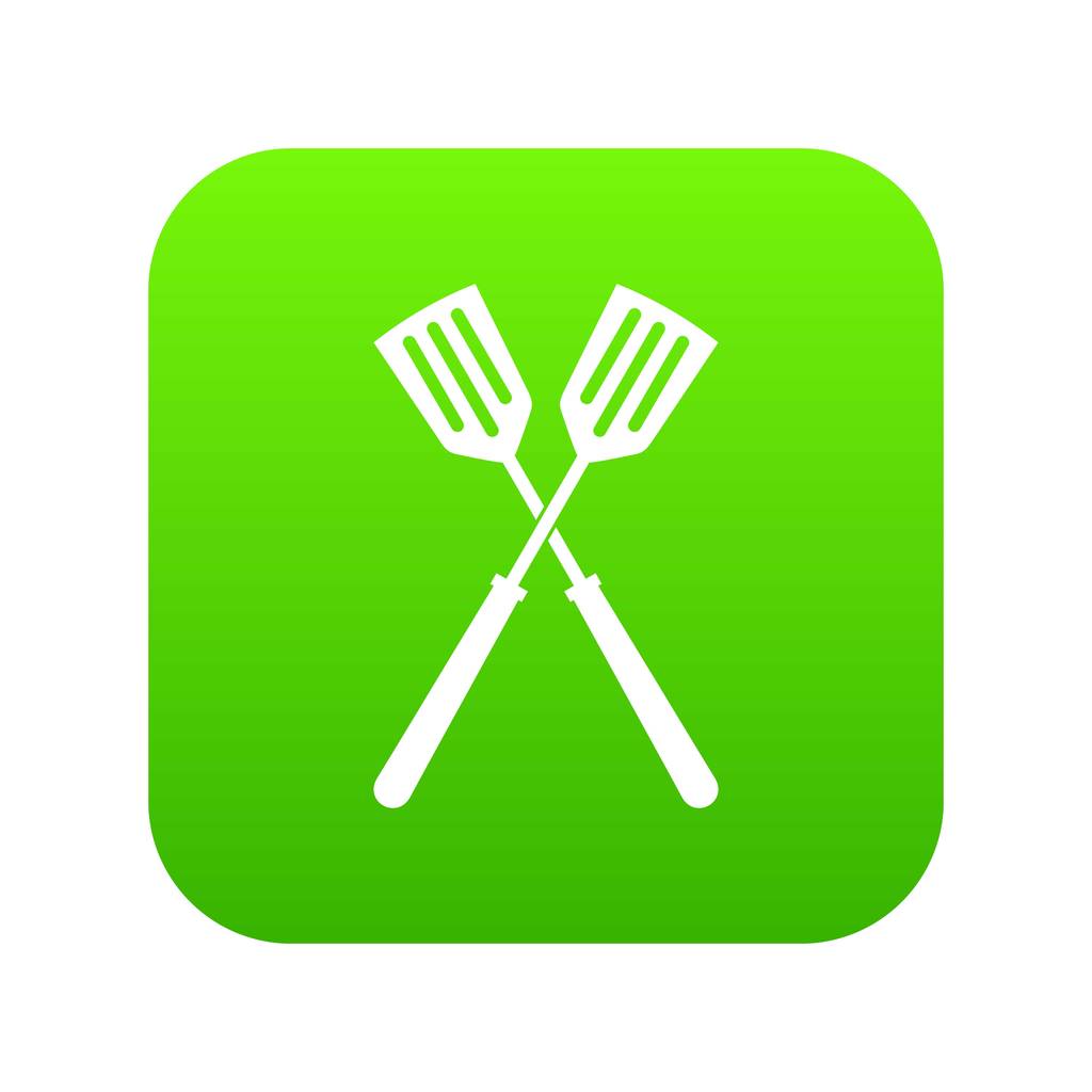 Two metal spatulas icon digital green - Vector, Image