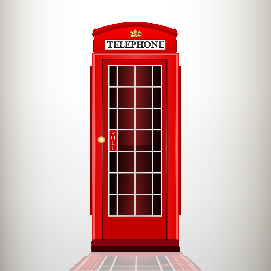 English red telephone booth. vector illustration. - Vector, Image
