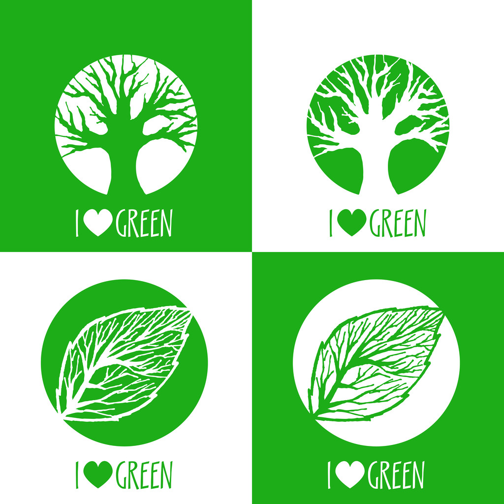 Vector ecology signs. I love green. - Vector, Image