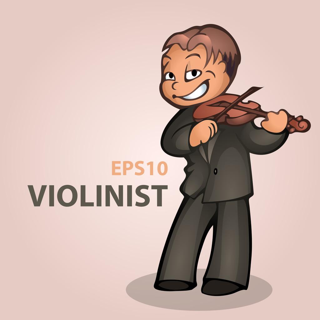 Vector cartoon violist. Vectorillustratie. - Vector, afbeelding
