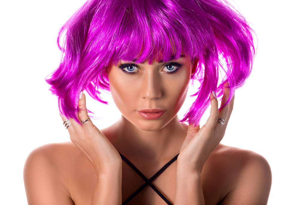 Beautiful woman in the pink wig. - Photo, Image