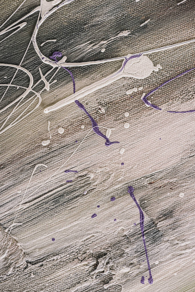 abstract grey texture with oil acrylic splatters - Photo, Image
