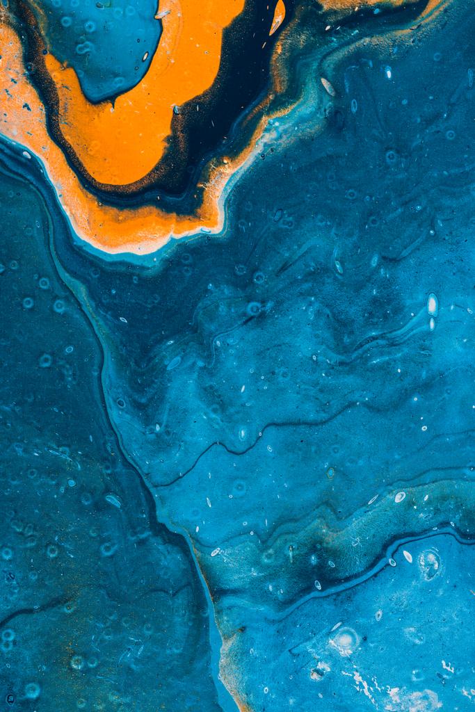 primer plano de textura abstracta con pintura al óleo azul y naranja
  - Foto, Imagen