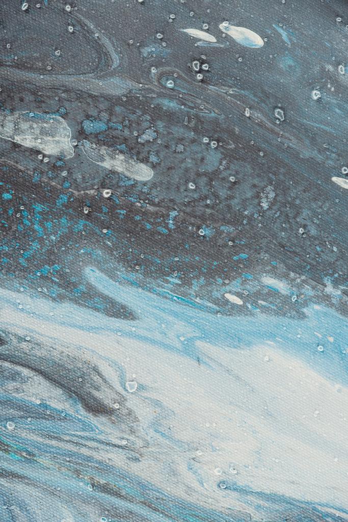 Close up van kunst achtergrond met licht blauw en grijs olieverf   - Foto, afbeelding