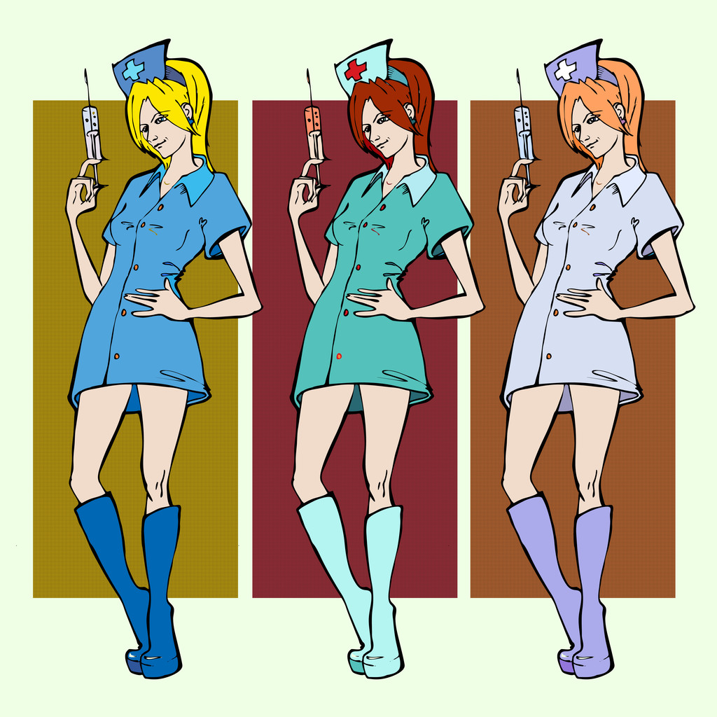 Медсестры со шприцами. Векторная иллюстрация
. - Вектор,изображение