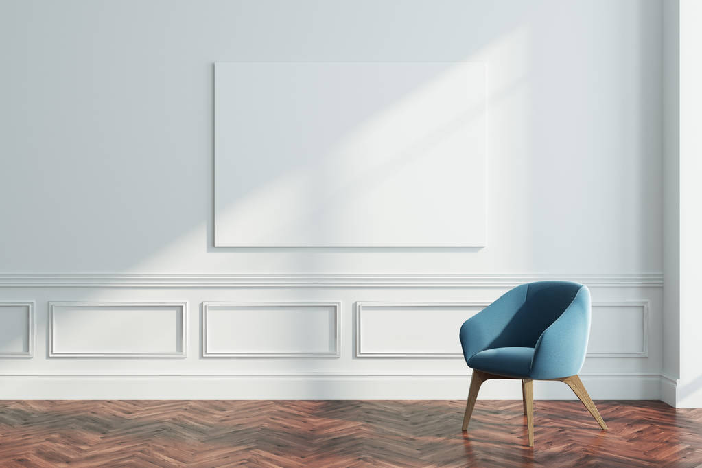 Beyaz oturma odası, koltuk, poster - Fotoğraf, Görsel