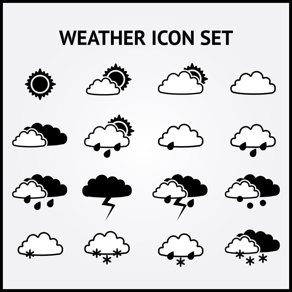 Vector set of weather icons. - Vector, Image