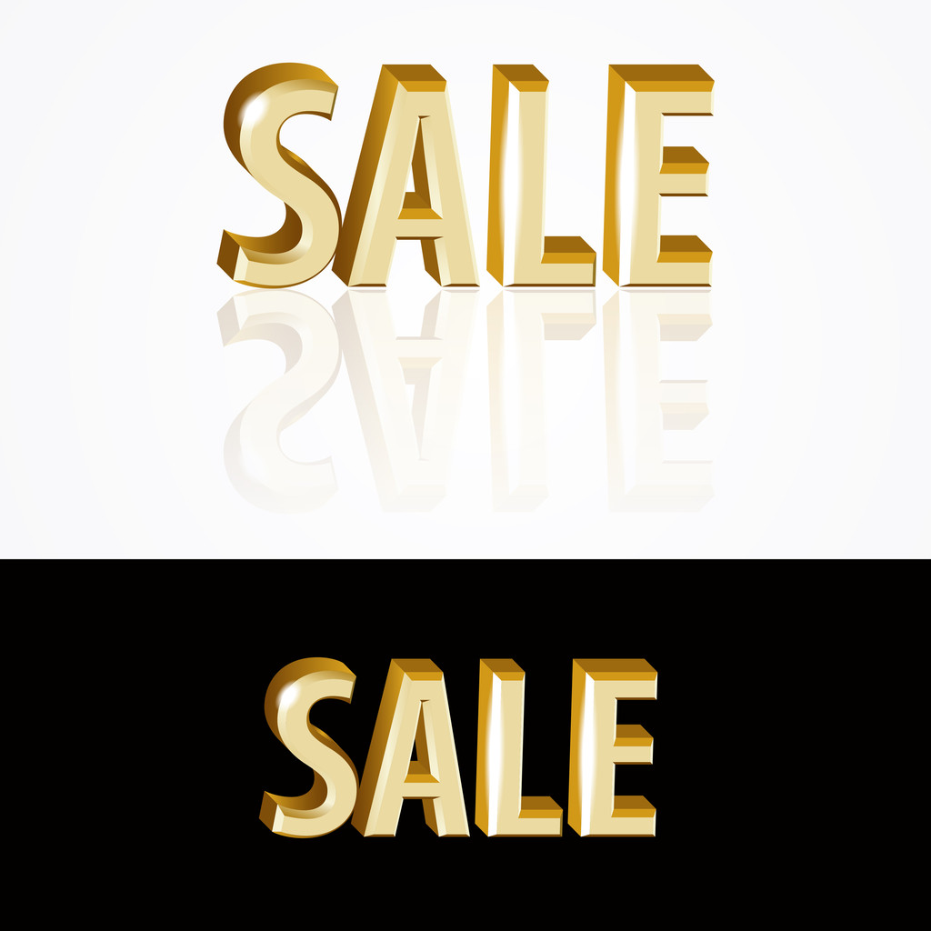 Vector gold sale signs on black and white background. - Vector, Image