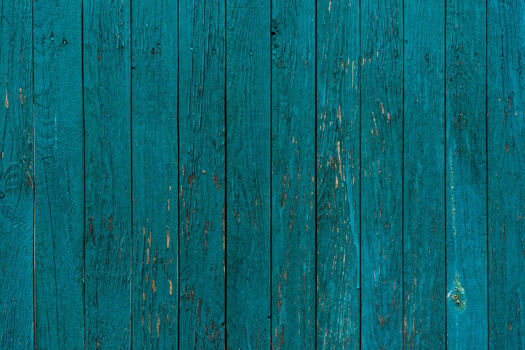 ブルーに塗られた木製のフェンス板背景  - 写真・画像