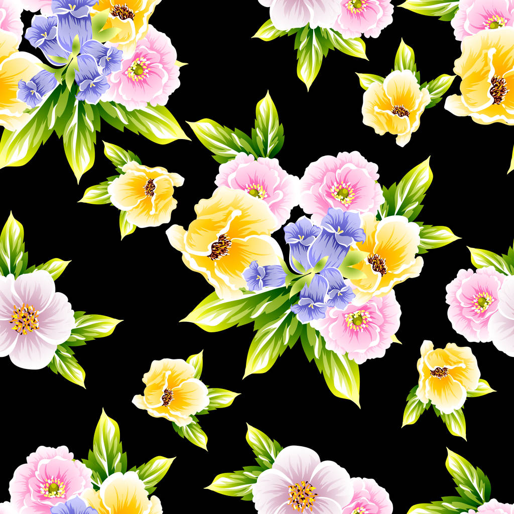 безшовний вінтажний квітковий візерунок. квіткові елементи в кольорі
 - Вектор, зображення