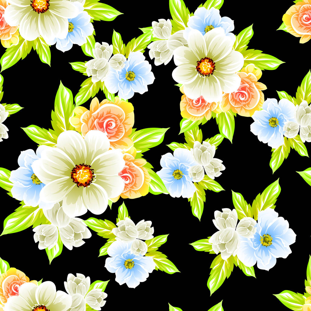 Květinový vzor bezešvé vintage styl. Květinové prvky v barvě - Vektor, obrázek