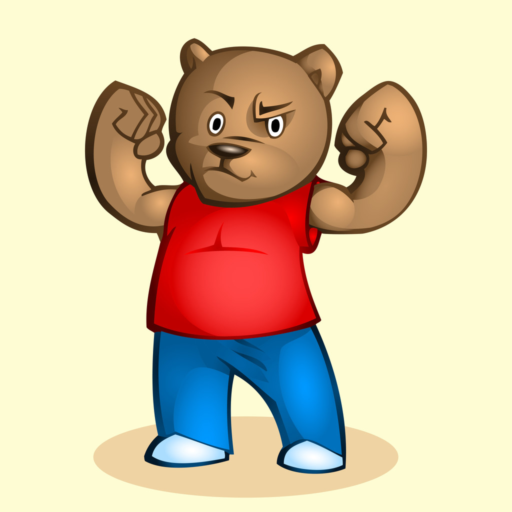 Cartoon strong bear. Vector illustration. - Vector, Image