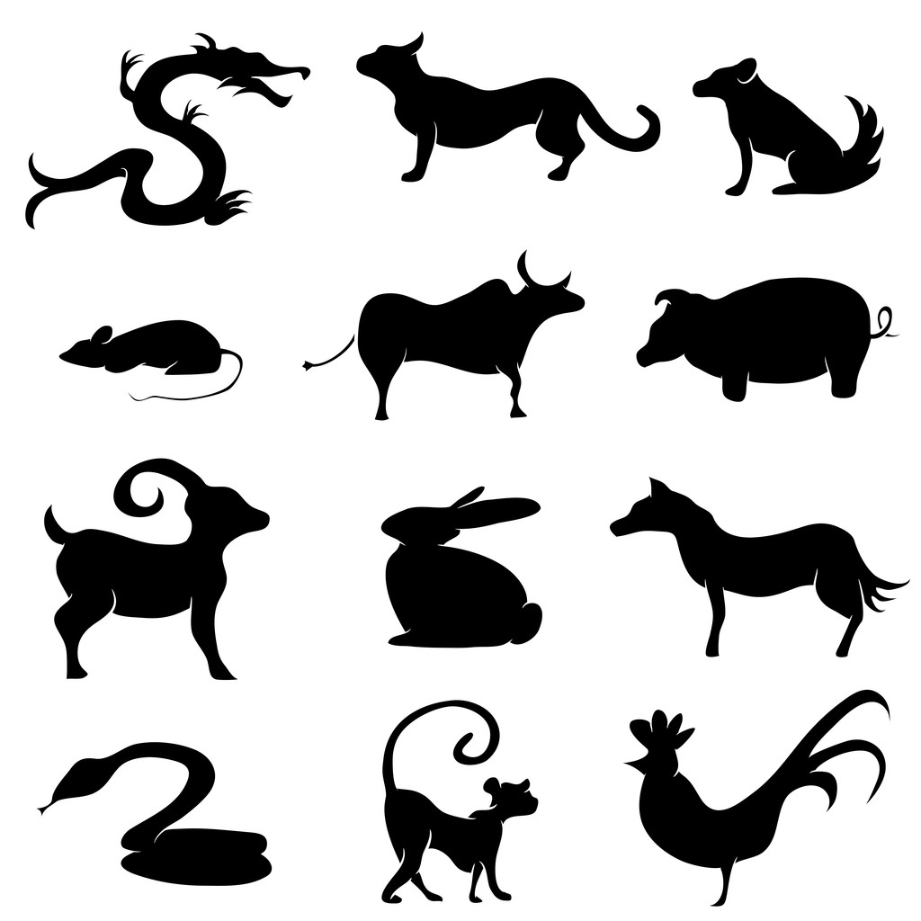 Astrología china Siluetas de animales
 - Vector, Imagen