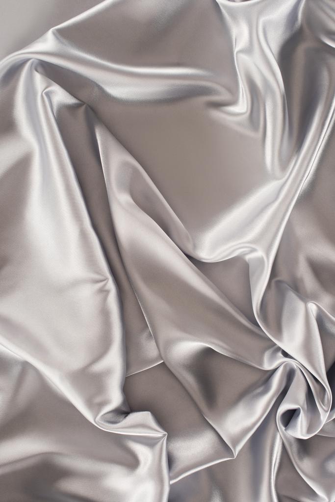 silver shiny silk fabric background - Photo, Image