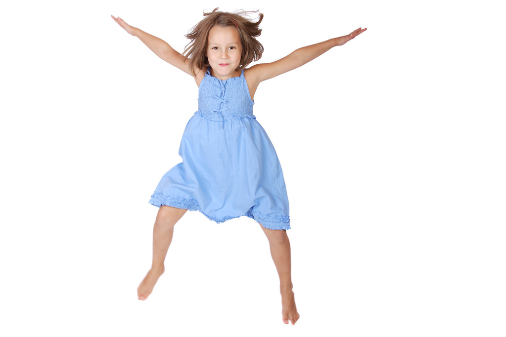 小さな女の子のジャンプ - 写真・画像