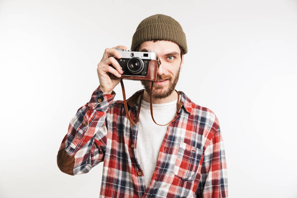 Portrét pohledný mladý muž turista - Fotografie, Obrázek