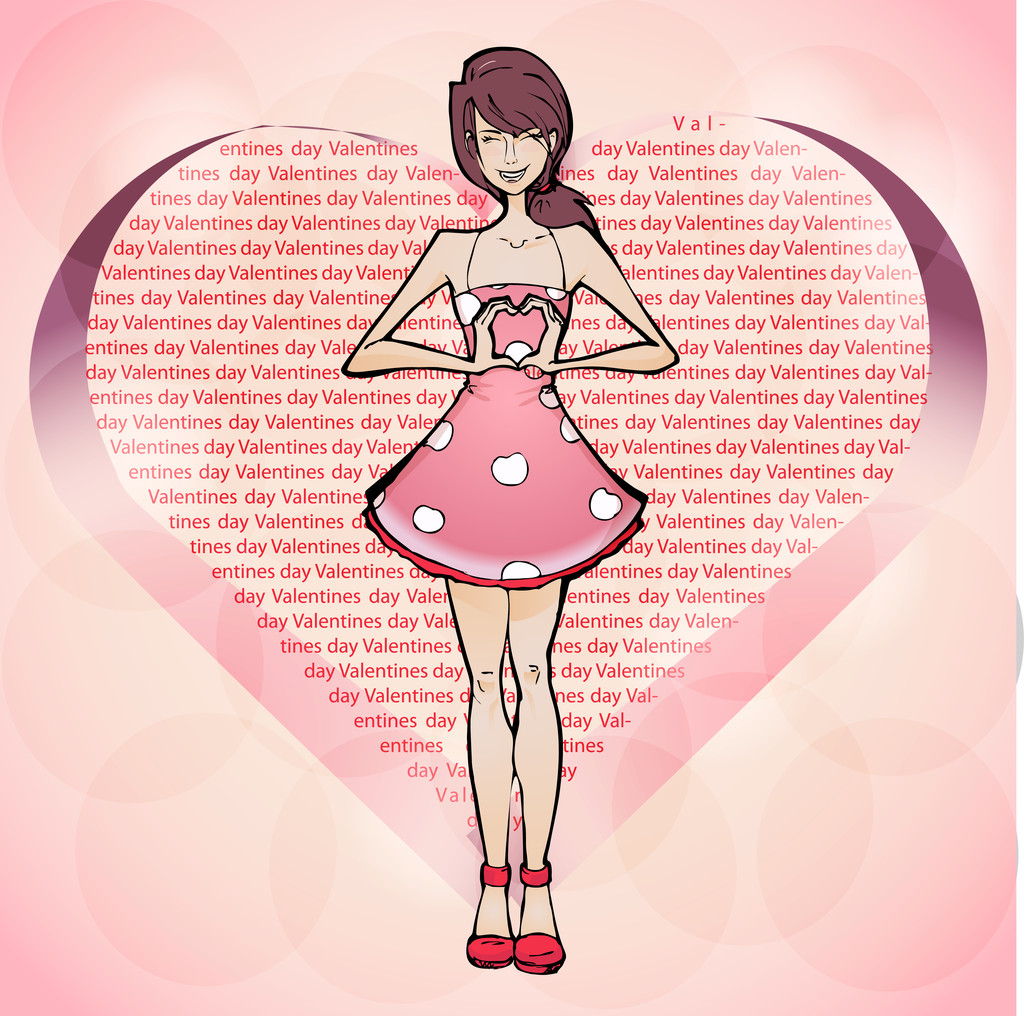 Girl fall in love, valentine's day - vector illustration - Vector, Image