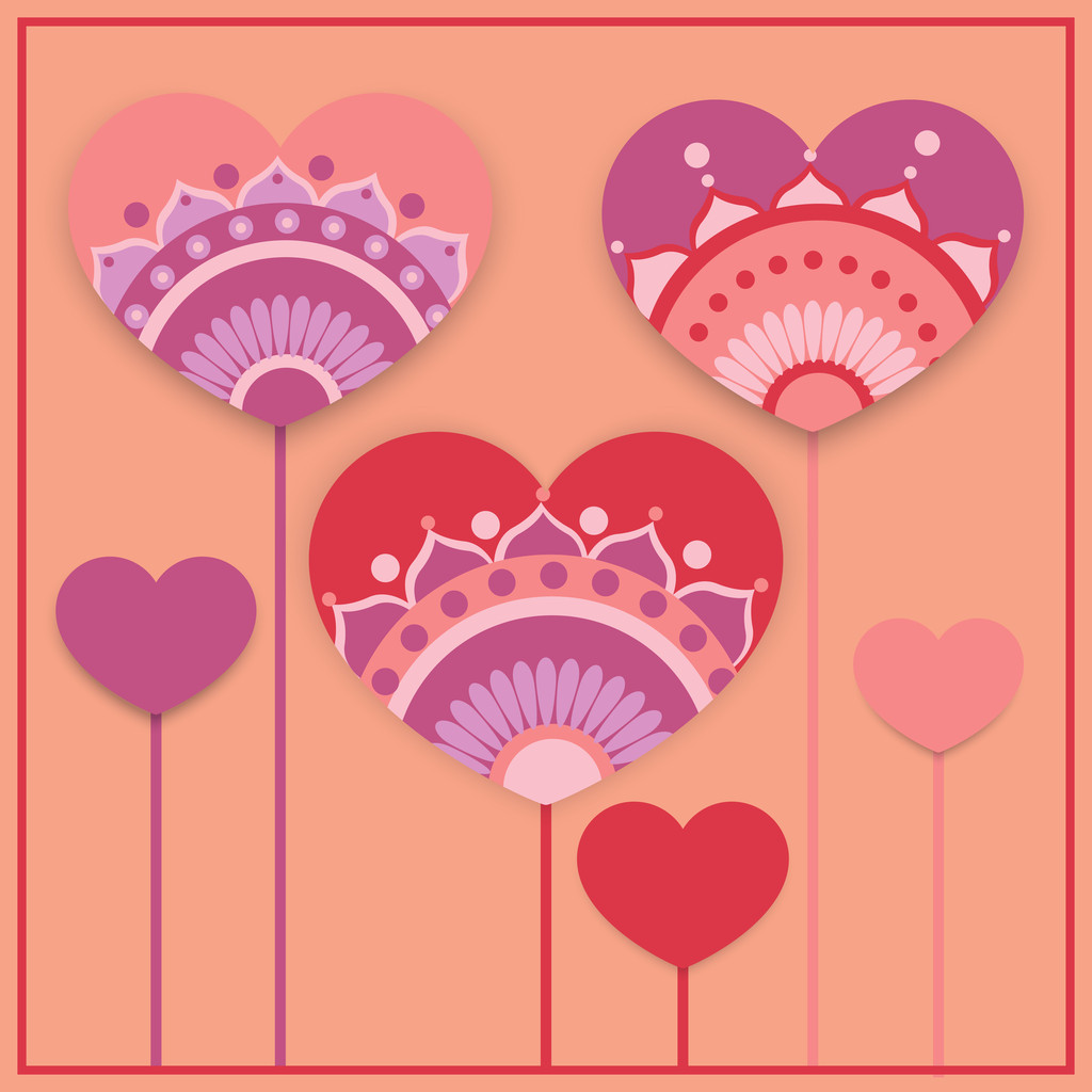 Tarjeta de felicitación vectorial con corazones para el día de San Valentín
. - Vector, Imagen