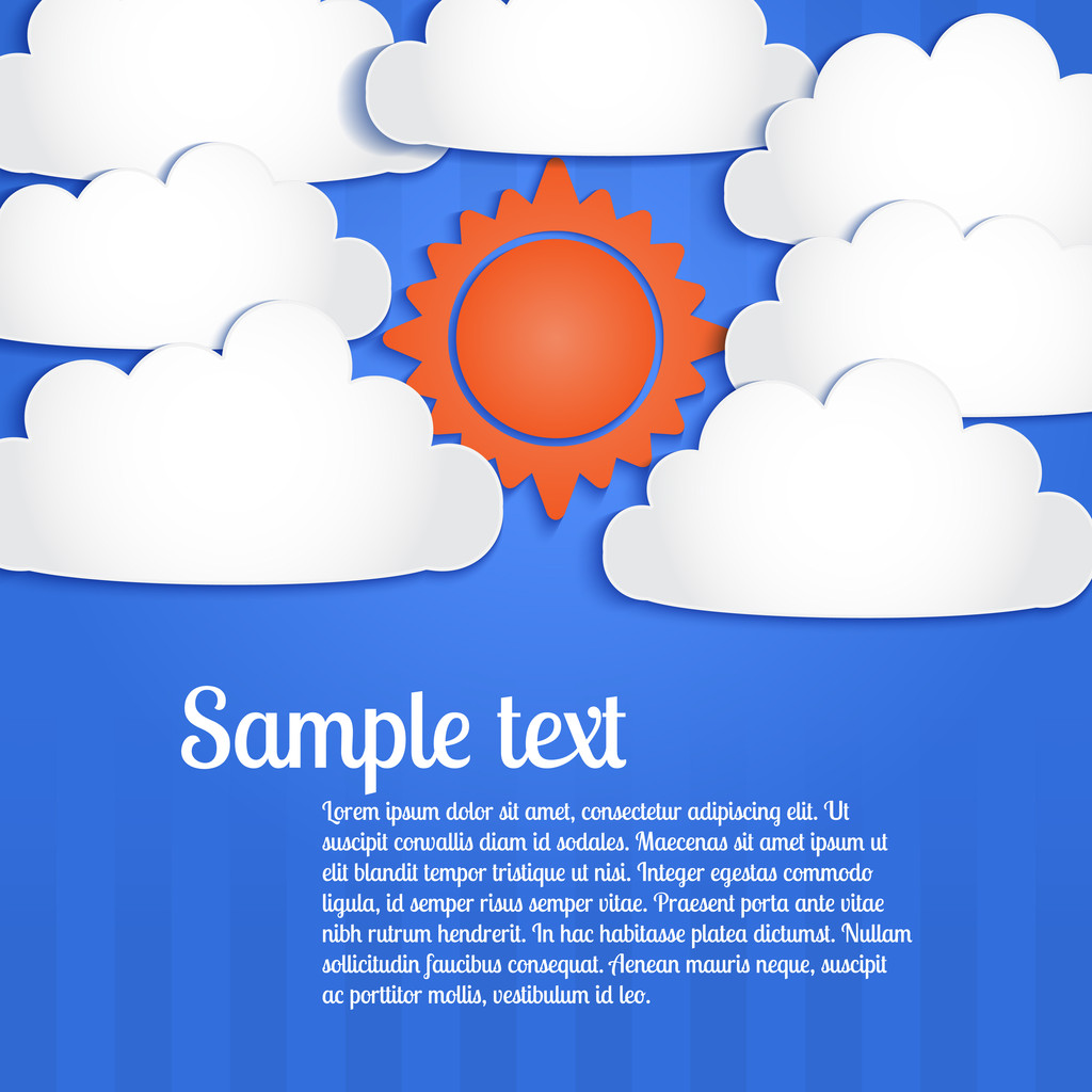Vector background with clouds and sun in the sky. - Vector, Image