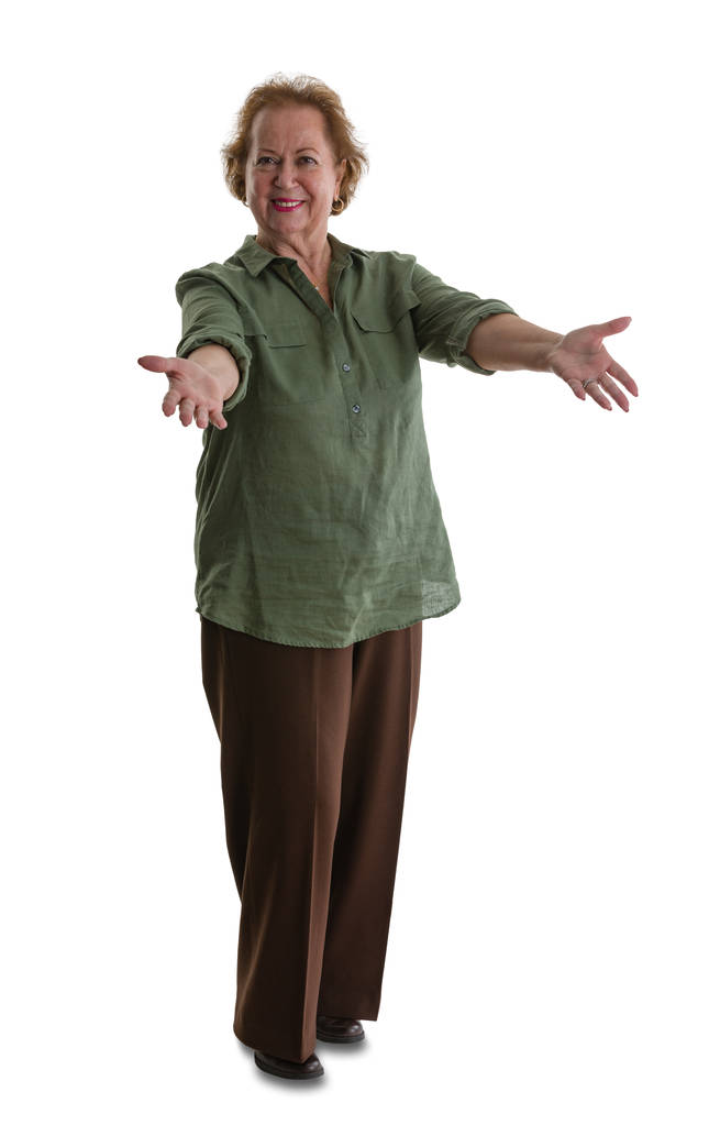 Accogliente donna anziana sullo sfondo bianco
 - Foto, immagini