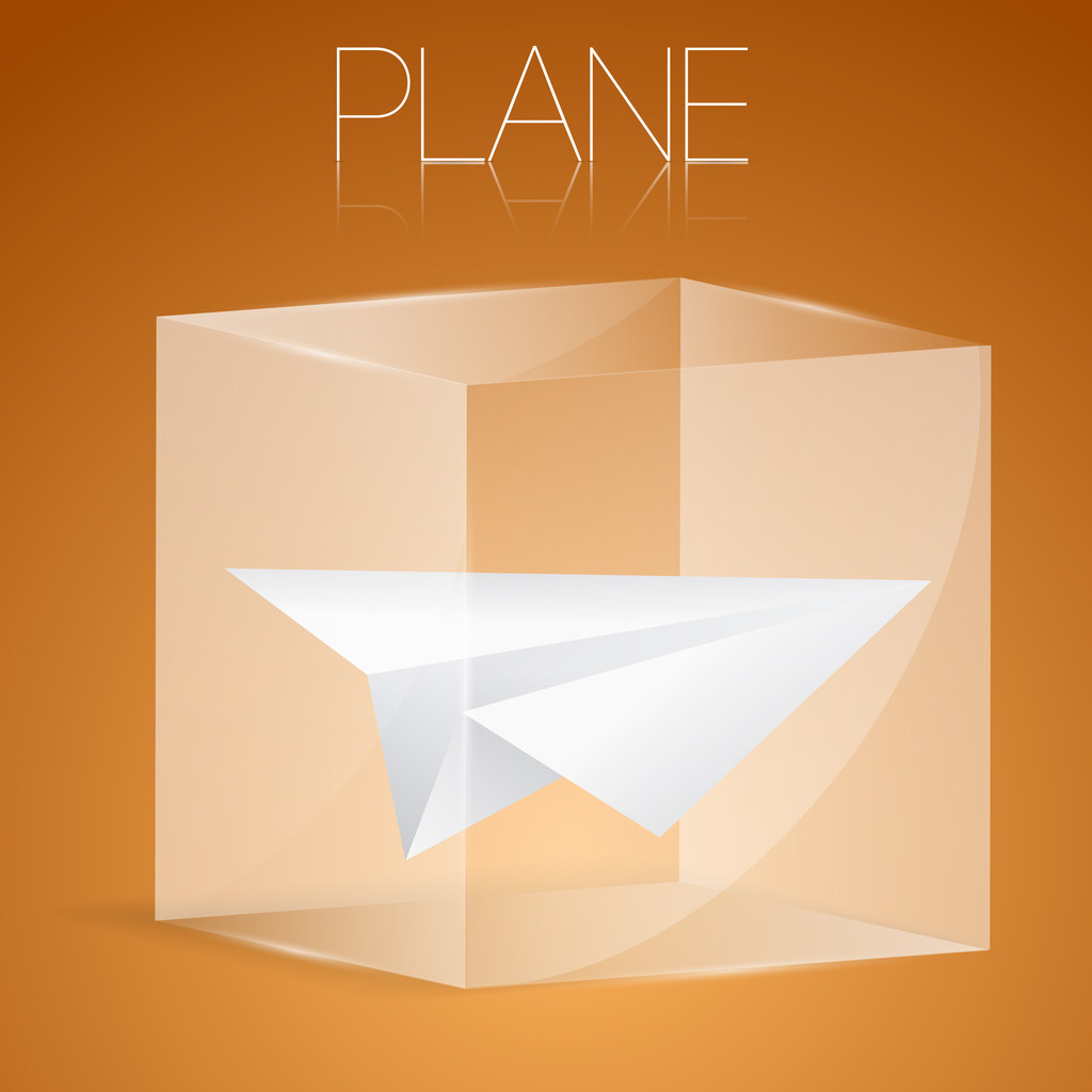 papír repülőgép az üveg dobozban. vektoros illusztráció. - Vektor, kép