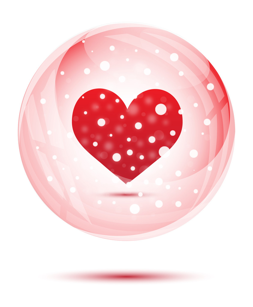 Червоне серце в сніговій кулі
 - Вектор, зображення