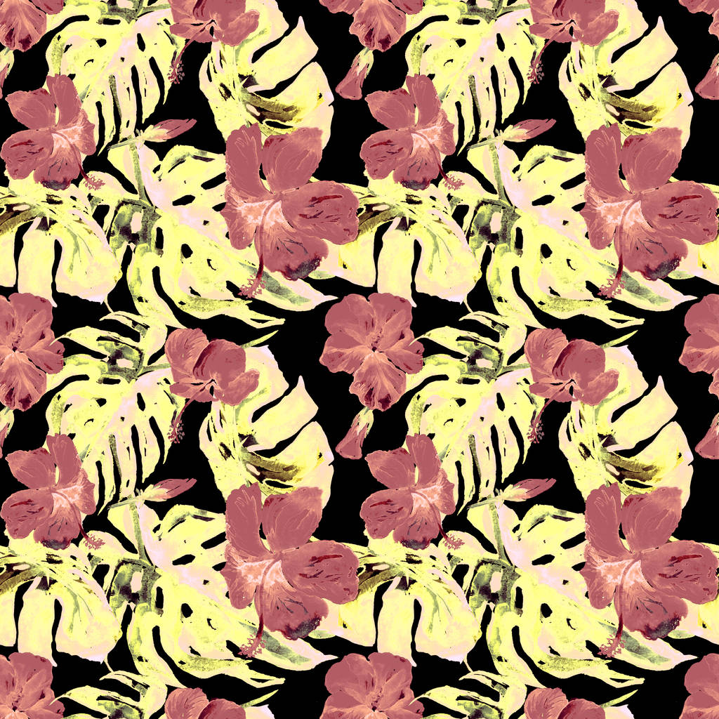 Egzotikus virágok. Akvarell Seamless Pattern.  - Fotó, kép