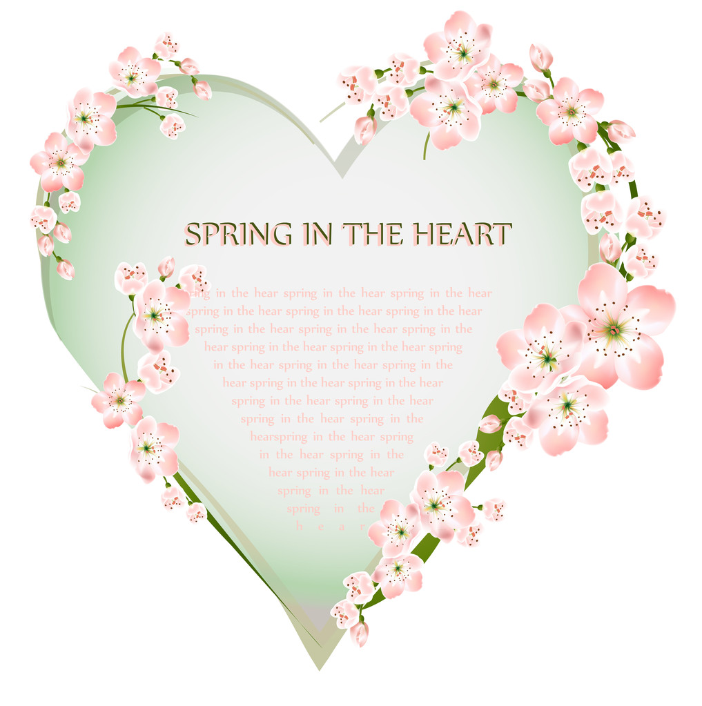 Postcard with heart and flowers - Vector, Image