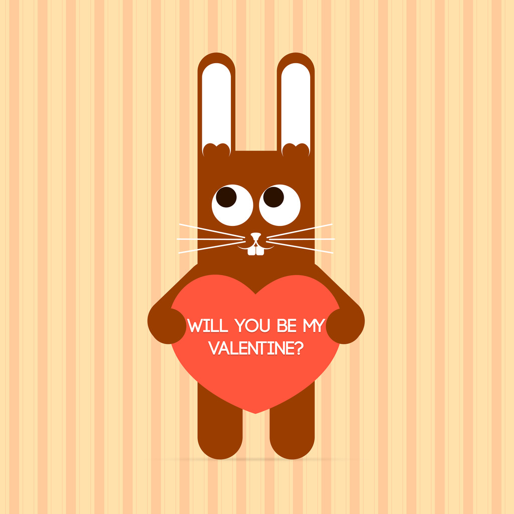 バレンタイン カードを使ってベクトルかわいいウサギ. - ベクター画像