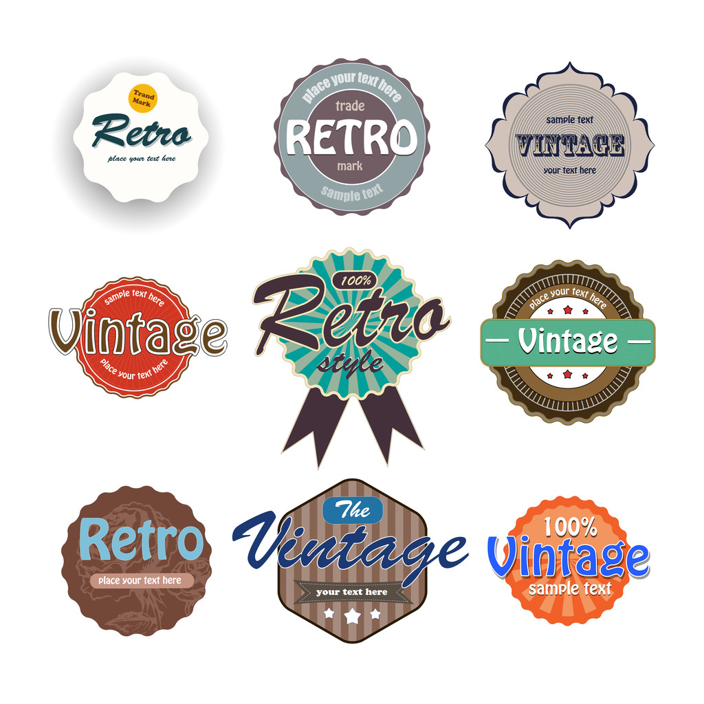 Conjunto vectorial de etiquetas vintage
. - Vector, Imagen
