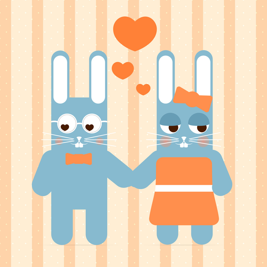 Vector linda pareja de conejo en el amor
. - Vector, Imagen