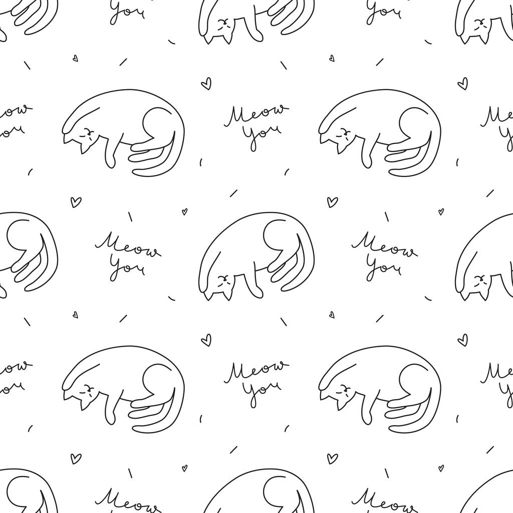 patrón de gatos dibujado a mano
 - Vector, Imagen